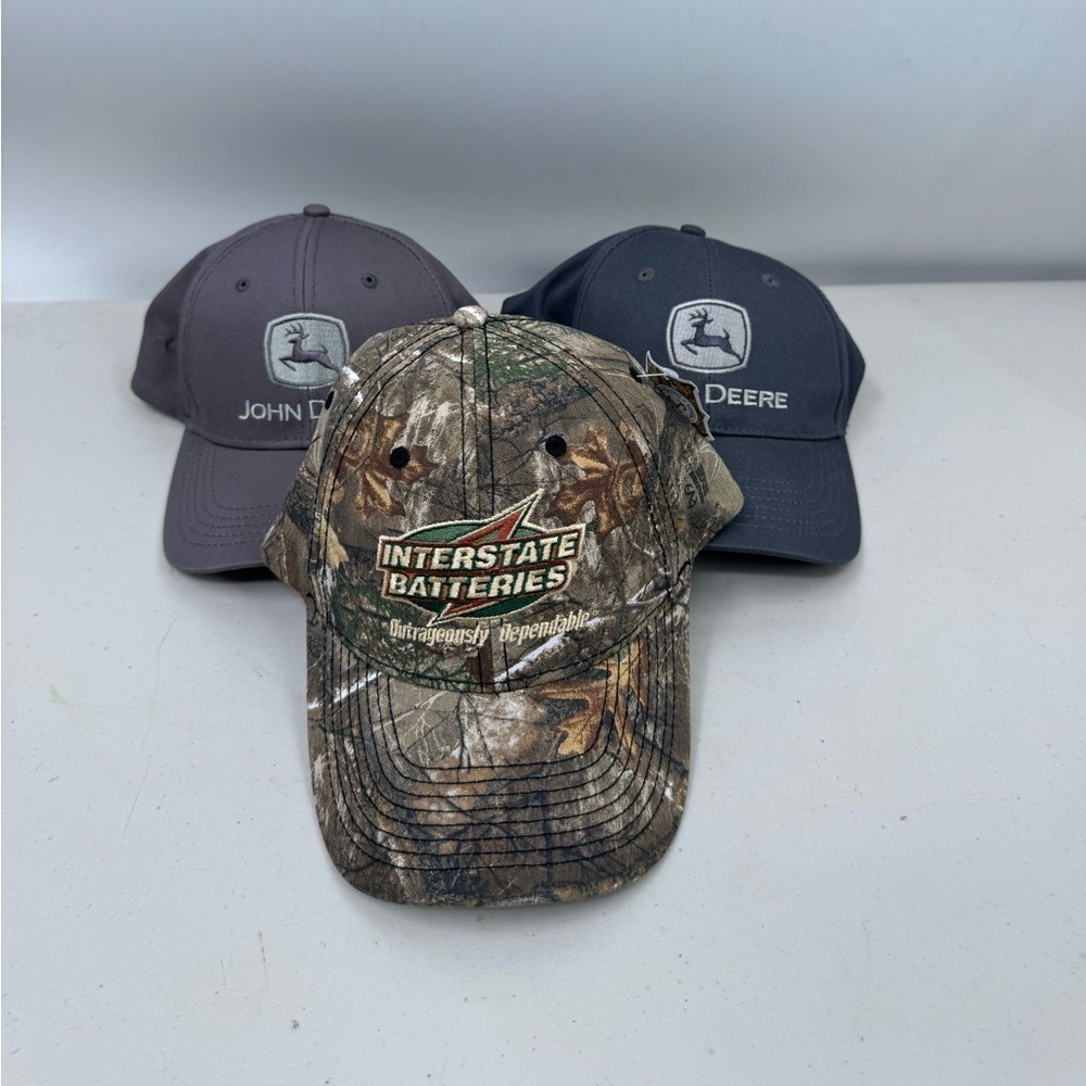 John Deere Interstate Batteries Baseball Caps Adjustable One Size Men’s Lot Of 3